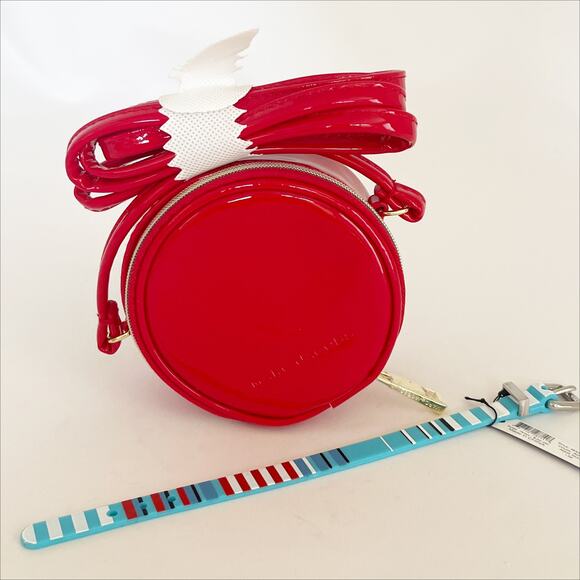 MARC JACOBS Patent Leather Crossbody Bag & Silicone Buckle Bracelet in Aqua NWT - Picture 1 of 8